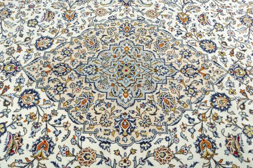 Central medallion detail of 2000s Kashan rug from Iran / Persia