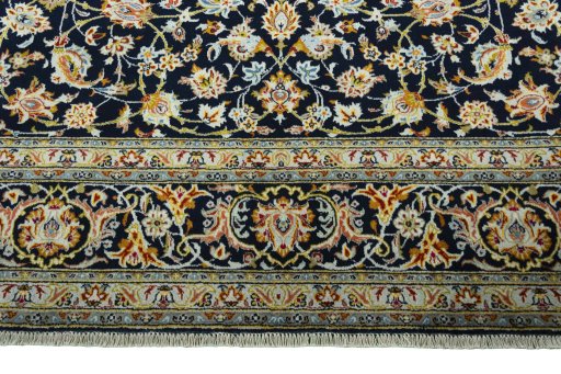 Full view of 2000s Kashan rug from Iran / Persia, 358 × 256 cm in Blue tones