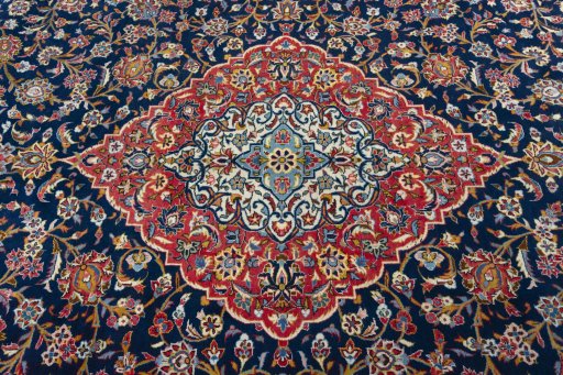 Central medallion detail of 2000s Kashan rug from Iran / Persia