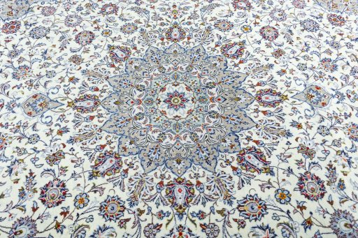 Central medallion detail of 2000s Kashan rug from Iran / Persia