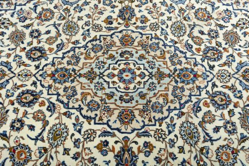 Central medallion detail of 2000s Kashan rug from Iran / Persia