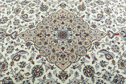 Central medallion detail of 2000s Kashan rug from Iran / Persia