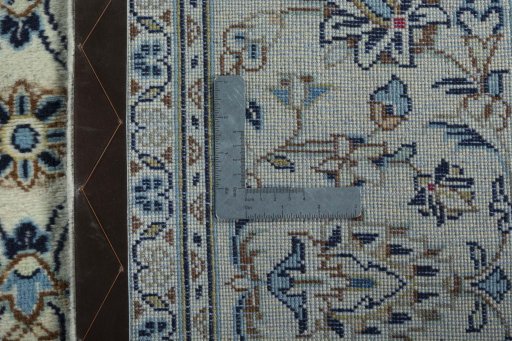 Close-up detail of 2000s Kashan rug from Iran / Persia showing Wool weave