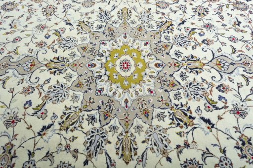 Central medallion detail of 2000s Kashan rug from Iran / Persia