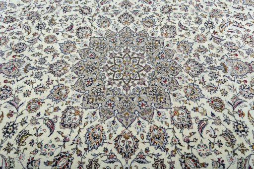 Central medallion detail of 2000s Kashan rug from Iran / Persia