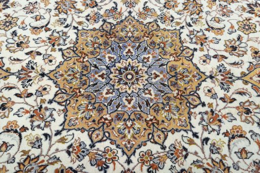 Central medallion detail of 2000s Kashan rug from Iran / Persia