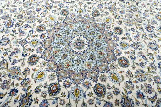 Central medallion detail of 2000s Kashan rug from Iran / Persia
