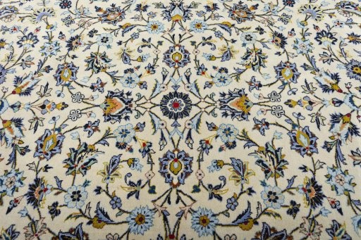 Central medallion detail of 2000s Kashan rug from Iran / Persia