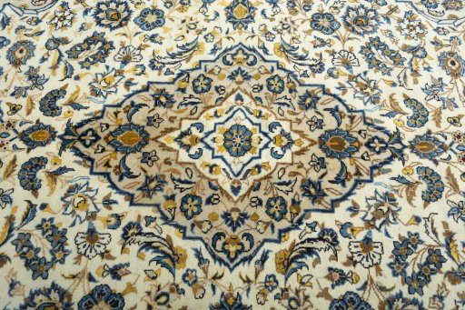 Central medallion detail of 2000s Kashan rug from Iran / Persia
