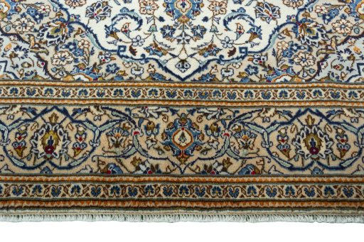 Full view of 2000s Kashan rug from Iran / Persia, 291 × 196 cm in Beige tones