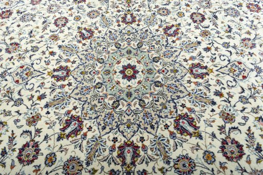 Central medallion detail of 2000s Kashan rug from Iran / Persia