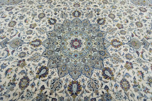 Central medallion detail of 2000s Kashan rug from Iran / Persia