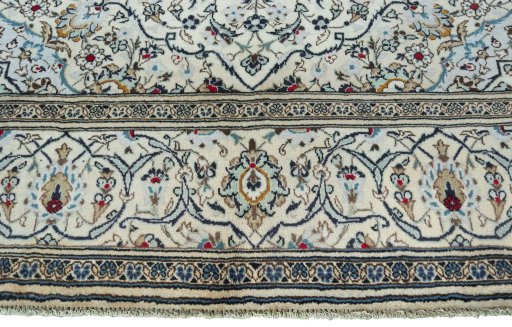Full view of 2000s Kashan rug from Iran / Persia, 311 × 188 cm in Beige tones