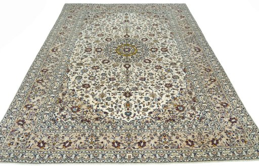 Surface texture of 2000s Kashan rug with natural Cork and intricate pattern