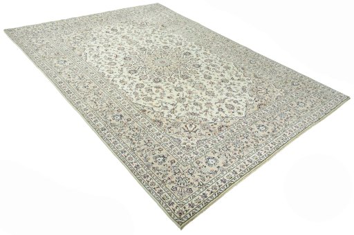 Close-up detail of 2000s Kashan rug from Iran / Persia showing Cork weave