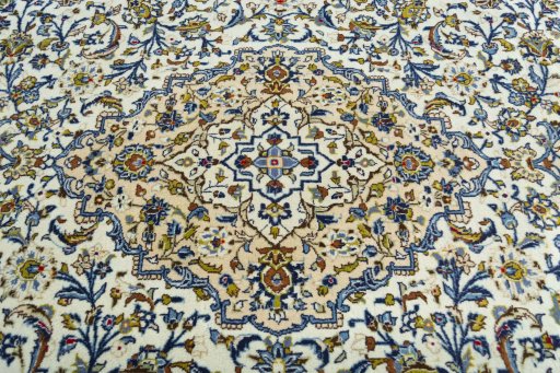 Central medallion detail of 2000s Kashan rug from Iran / Persia