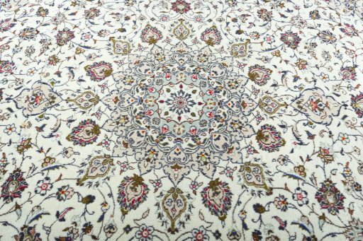 Central medallion detail of 2000s Kashan rug from Iran / Persia
