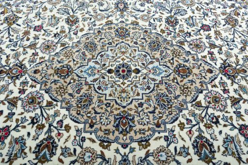 Central medallion detail of 2000s Kashan rug from Iran / Persia