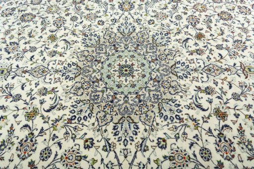 Central medallion detail of 2000s Kashan rug from Iran / Persia