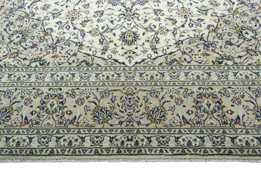 Full view of 2000s Kashan rug from Iran / Persia, 400 × 300 cm in Beige tones