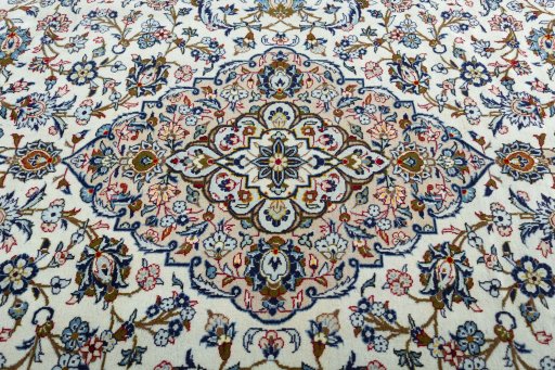 Central medallion detail of 2000s Kashan rug from Iran / Persia