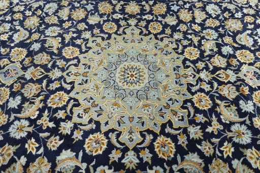 Central medallion detail of 1970s Kashan rug from Iran / Persia