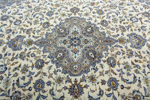 Central medallion detail of 2000s Kashan rug from Iran / Persia