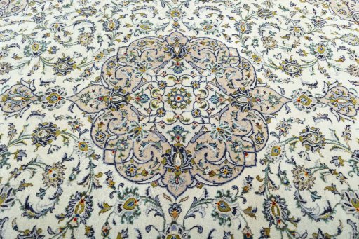 Central medallion detail of 2000s Kashan rug from Iran / Persia
