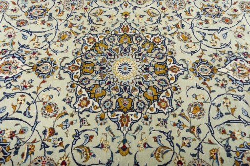 Central medallion detail of 2000s Kashan rug from Iran / Persia