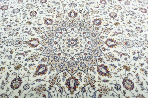 Central medallion detail of 2000s Kashan rug from Iran / Persia