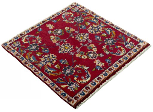 Close-up detail of 2000s Kashan rug from Iran / Persia showing Wool weave