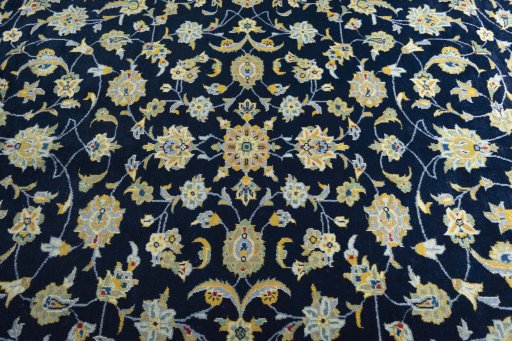 Central medallion detail of 1970s Kashan rug from Iran / Persia