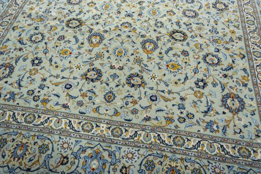 Close-up detail of 2000s Kashan rug from Iran / Persia showing Wool weave
