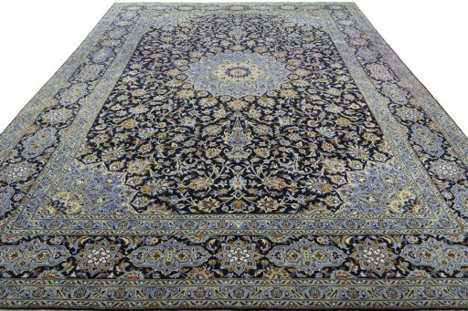 Surface texture of 2000s Kashan rug with natural Cork and intricate pattern