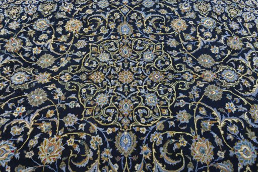 Central medallion detail of 2000s Kashan rug from Iran / Persia