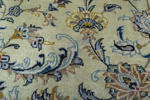 Central medallion detail of 1970s Kashan rug from Iran / Persia