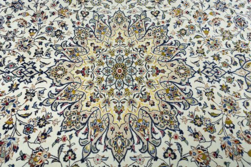 Central medallion detail of 2000s Kashan rug from Iran / Persia