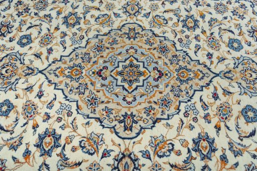 Central medallion detail of 2000s Kashan rug from Iran / Persia