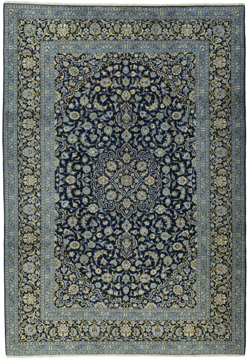 Full view of 2000s Kashan rug from Iran / Persia, 363 × 254 cm in Brown tones