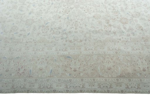 Corner detail of 1970s Kashan rug showing border pattern and Wool pile
