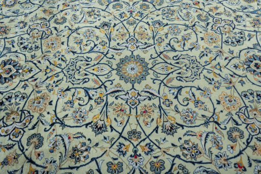Central medallion detail of 2000s Kashan rug from Iran / Persia