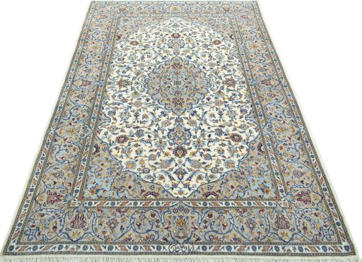Surface texture of New Kashan rug with natural Cork and intricate pattern