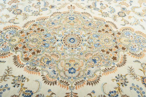 Central medallion detail of 1970s Kashan rug from Iran / Persia