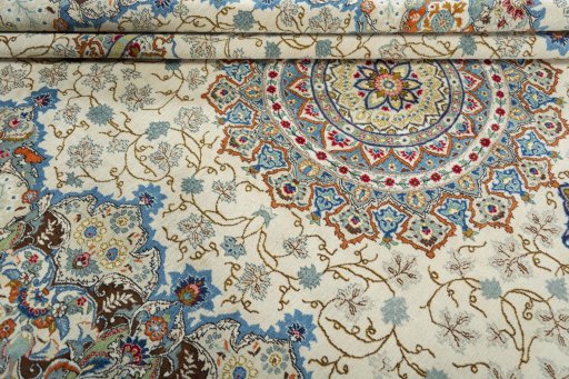Surface texture of 1970s Kashan rug with natural Wool and intricate pattern