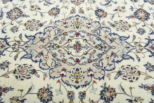 Central medallion detail of 2000s Kashan rug from Iran / Persia