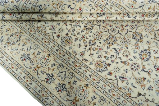 Close-up detail of 2000s Kashan rug from Iran / Persia showing Wool weave