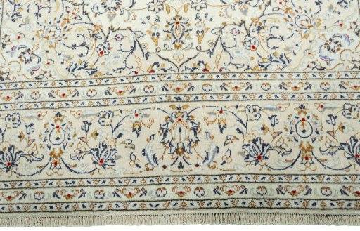 Full view of 2000s Kashan rug from Iran / Persia, 300 × 202 cm in Beige tones