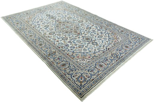 Close-up detail of 2000s Kashan rug from Iran / Persia showing Wool weave