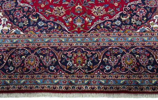 Full view of Unknown Kashan rug from Iran / Persia, 404 × 297 cm in Red tones
