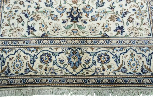 Full view of New Kashan rug from Iran / Persia, 285 × 194 cm in Beige tones